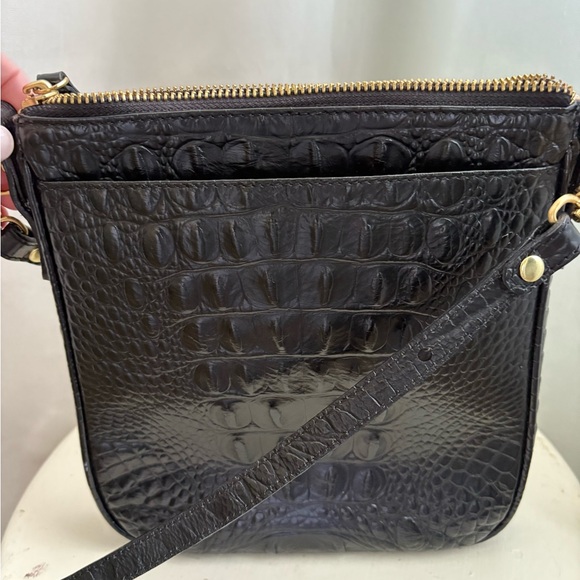 RARE Brahmin Black Croc-Embossed Crossbody Bag - Picture 2 of 12